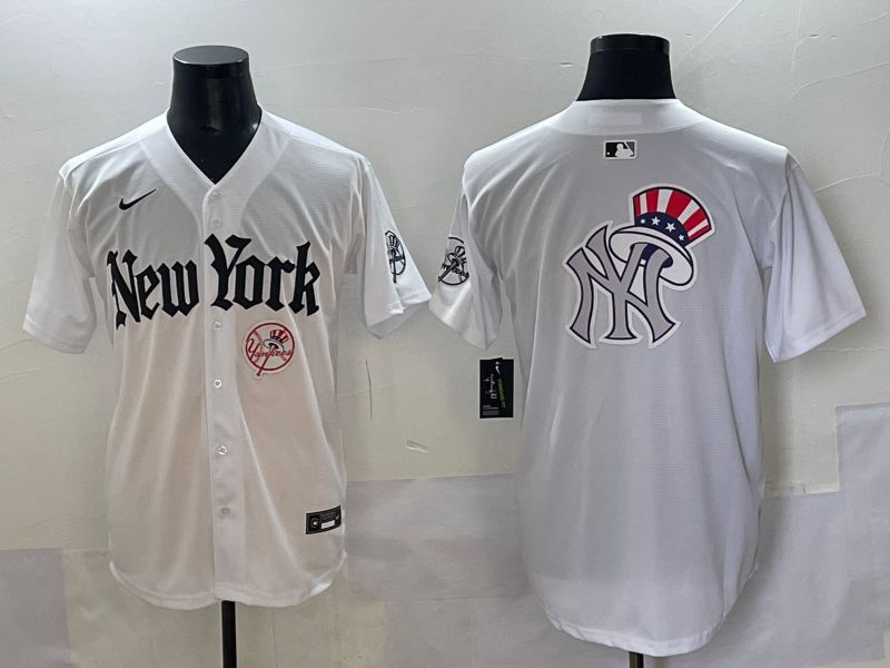 Men 2025 New York Yankees Blank White Five generations Joint Name Nike MLB Jersey style 75